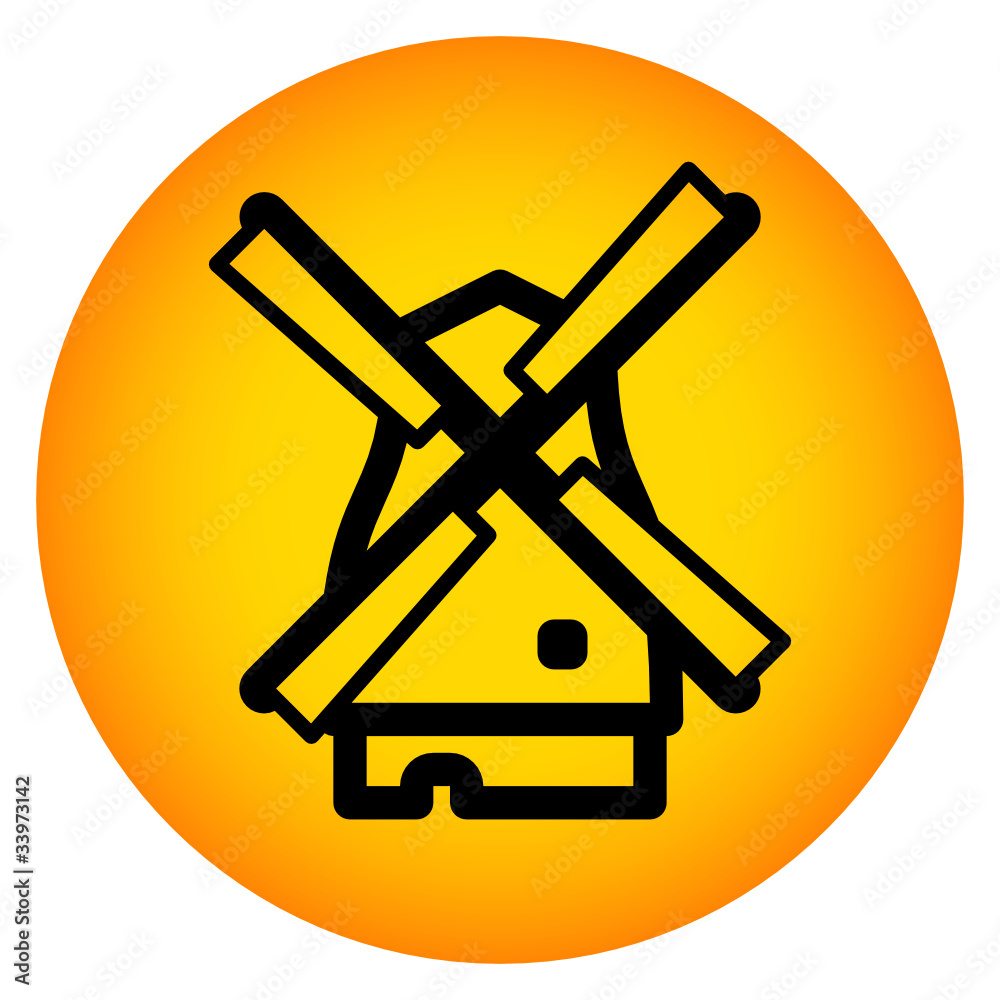 Black Amsterdam mill icon in orange round Black Amsterdam mill icon in orange round