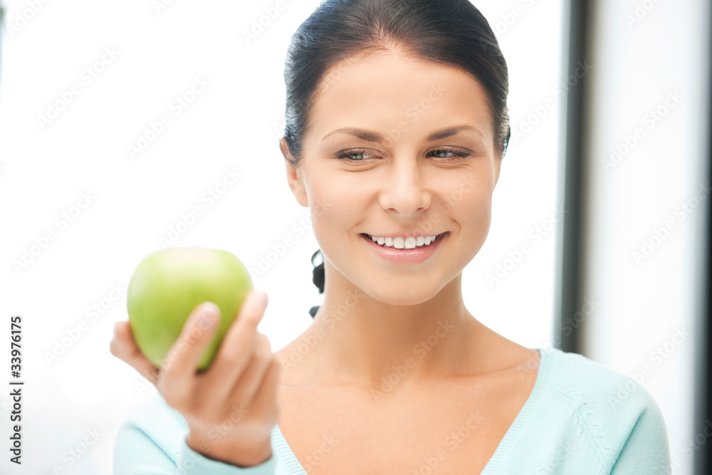 lovely housewife with green apple lovely housewife with green apple