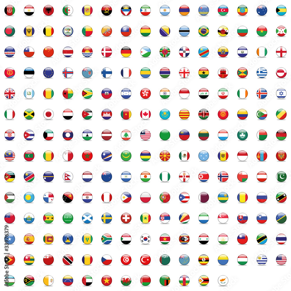 Naklejka premium World Button Flag Mix