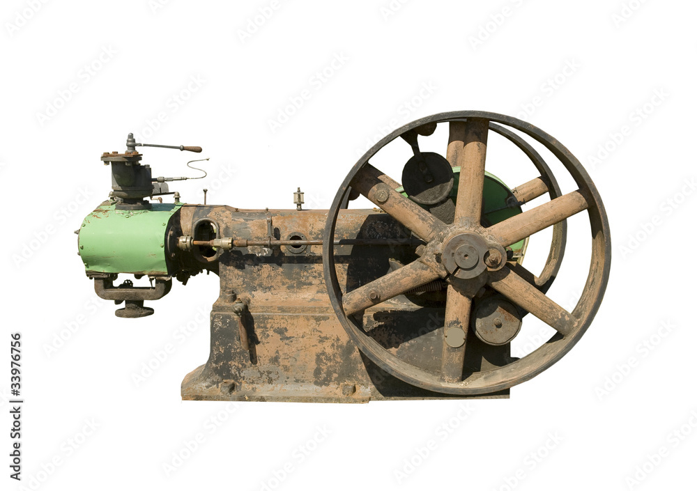 part of stationary steam engine on a white background