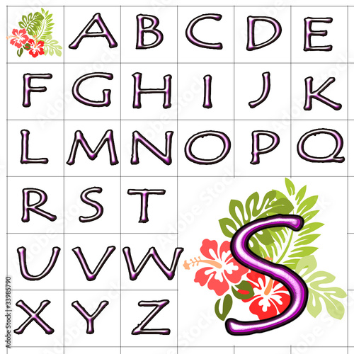 ABC Alphabet background hibiscus tempus pink design photo