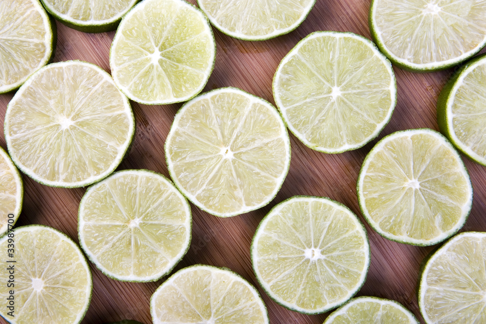 Sliced Limes closeup background