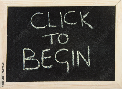 Board with 'click to begin'