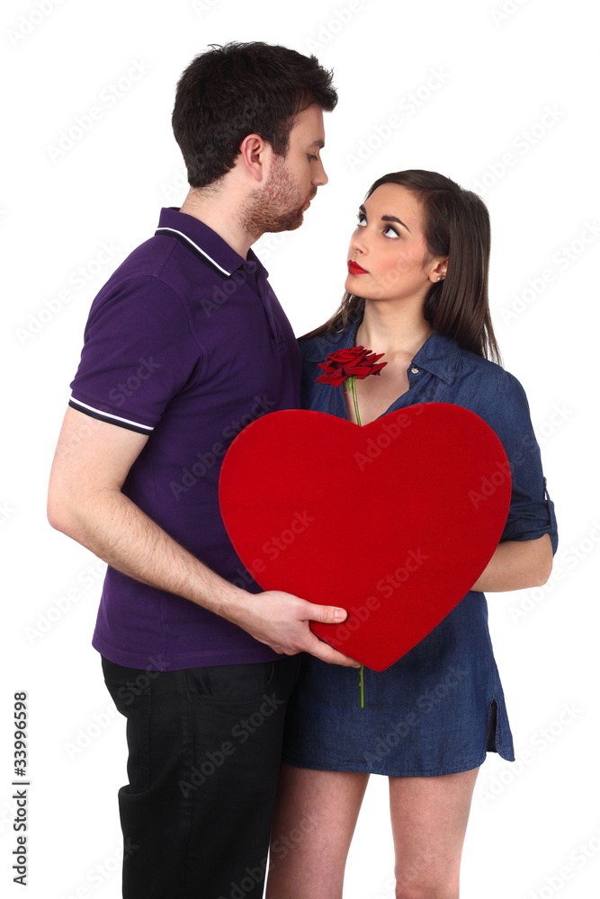 young couple on white