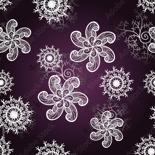 vector seamless abstract winter bacxkground with snowflakes photo