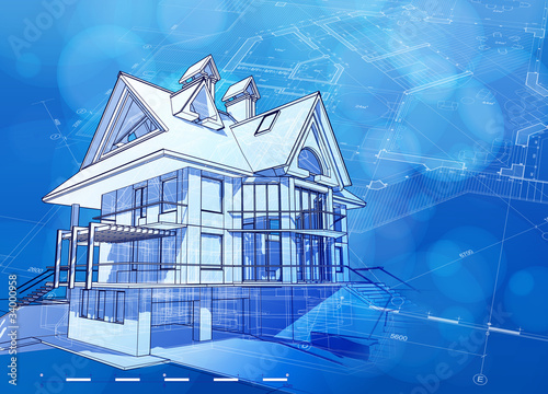 Ecology architecture design & blue bokeh