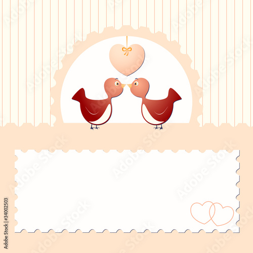 Invitation with birds in love