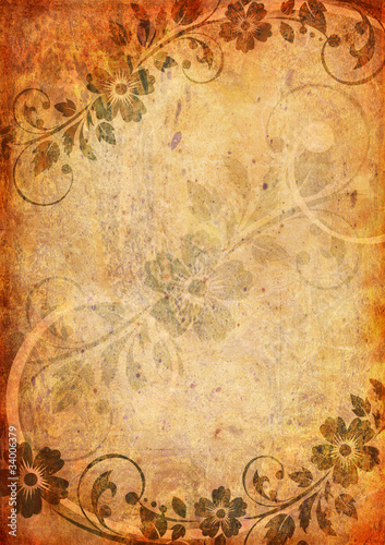 Vintage background with flower and leaf