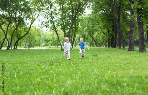 Portrait of two boys in the summer outdoors