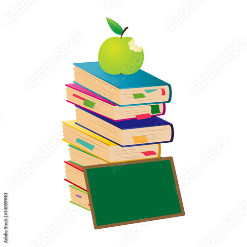 Stack of books, board