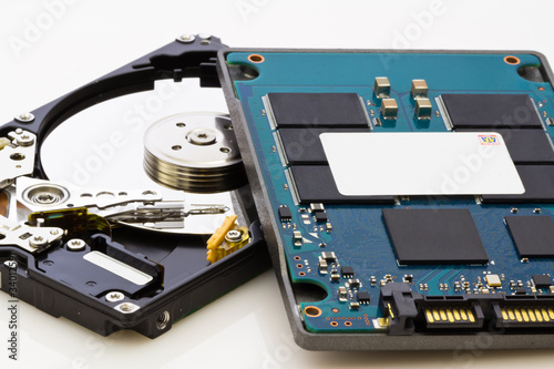 SSD vs HDD, new vs old, new technology with no mechanical elemen photo