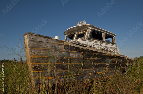 Shipwrecked boat on Tangier Island. photo