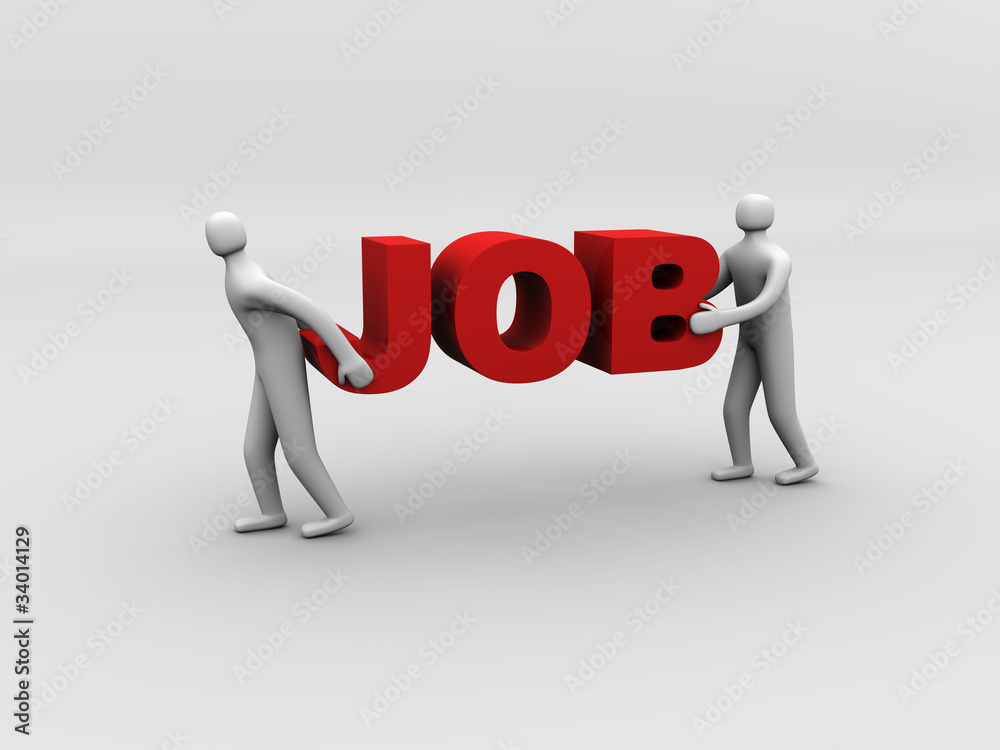 3d man carrying heavy job sign. Overworking concept. 3d man carrying heavy job sign. Overworking concept.