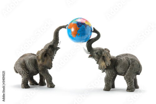 Elephants and Globe © fotomatrix