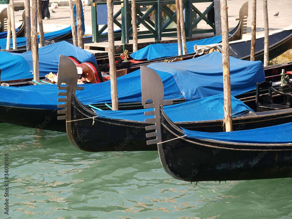 Venice - Parking gondolas nearby the Doge's Palace