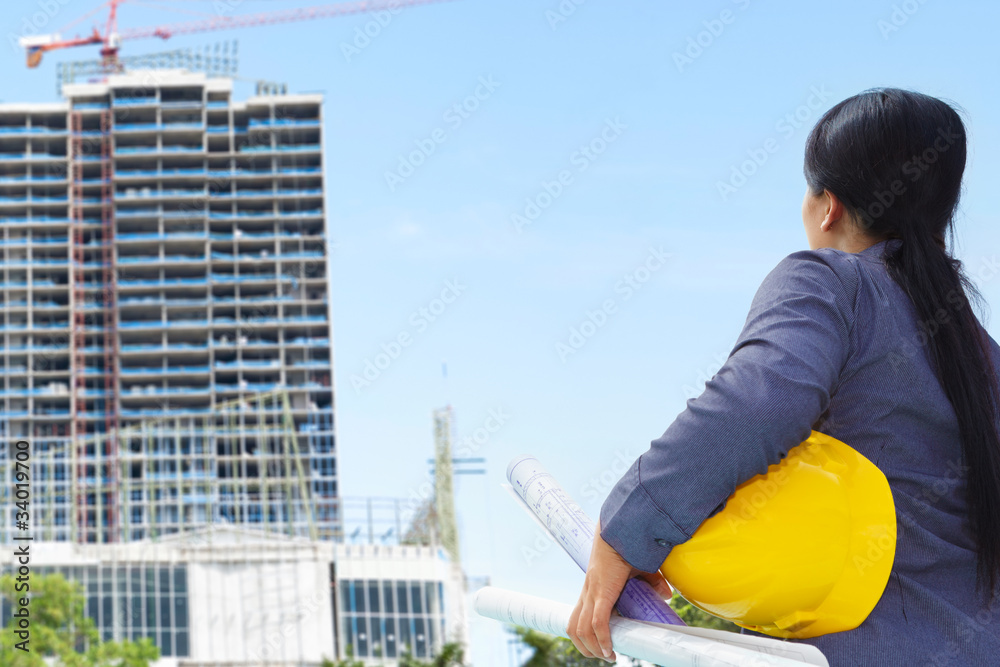 Female contractor and bulding project Female contractor and bulding project