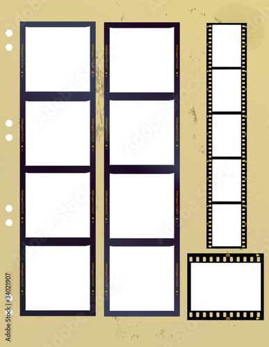 film strips, medium and standard format,old paper sheet