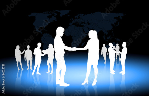 Silhouettes of business partners  Shake