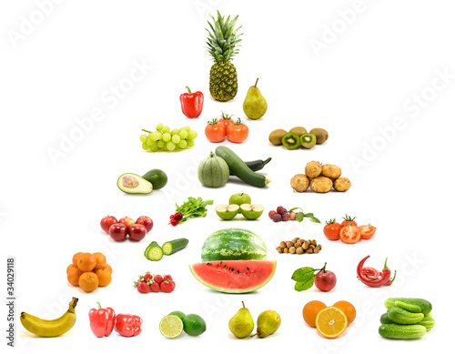Fototapeta Naklejka Na Ścianę i Meble -  diet and nutrition. pyramid of fruits and vegetables.