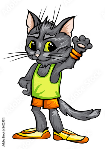 Black cat in jogging shoes