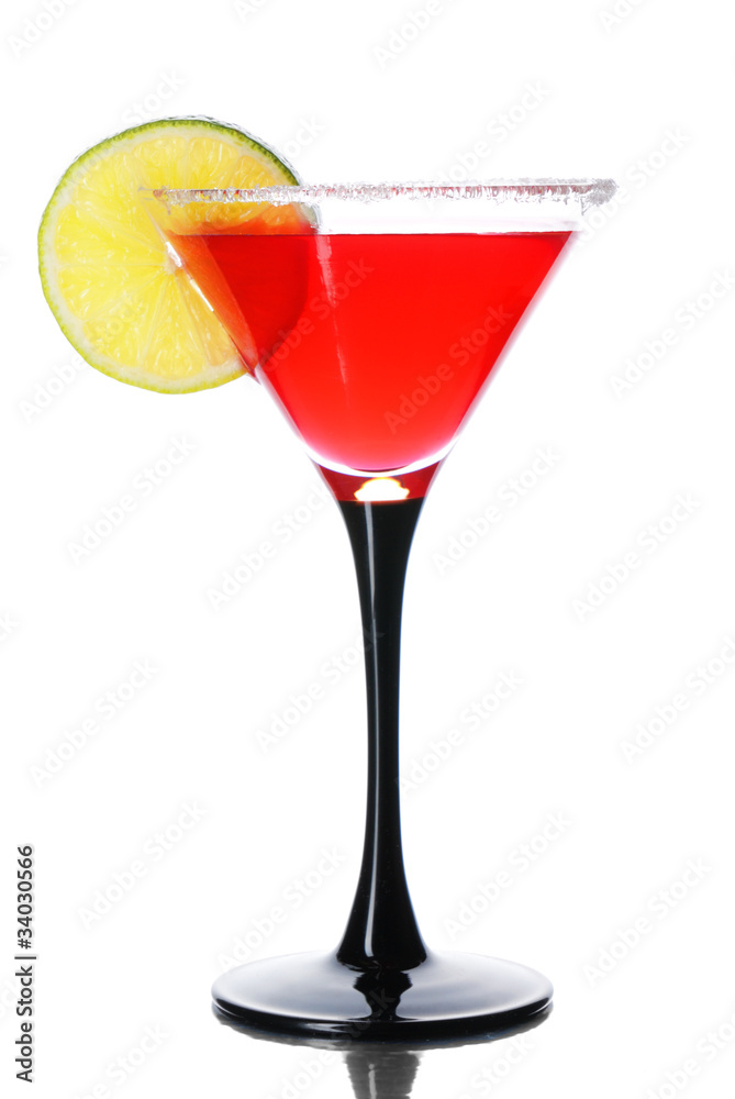 Red cocktail with lime isolated on white Red cocktail with lime isolated on white