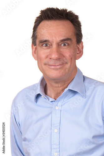 Attractive Middle Age Man with Silly Smile and Funny Expression
