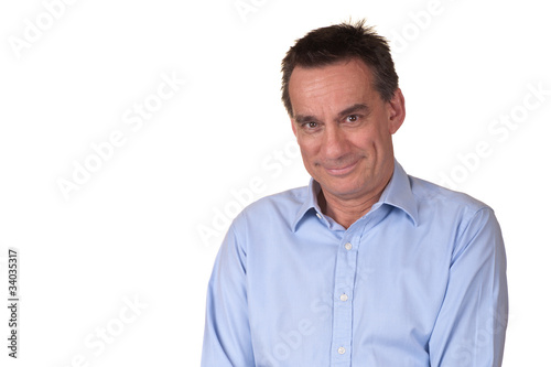 Portrait of Smiling Attractive Middle Age Man with Sweet Smile