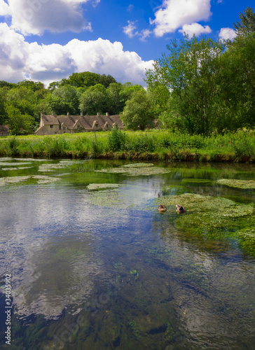 Arlington Row in Bibury with River Coln, Cotswolds, UK