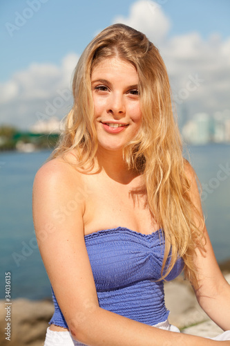 Pretty young blond woman by the bay © Fotoluminate LLC