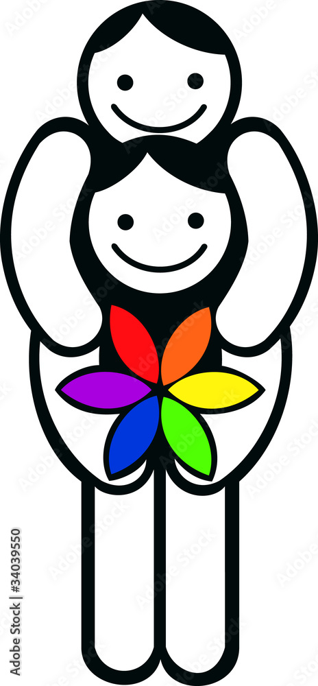 Fototapeta premium gay couple with rainbow flower