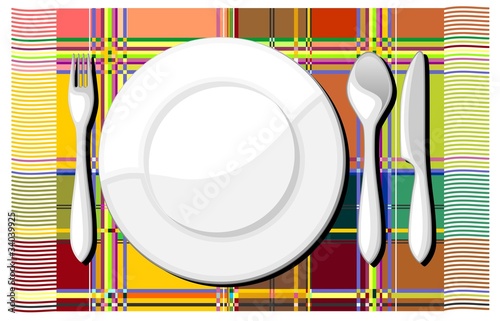 Piatto Posate e Tovaglia-Plate and Cutlery Background-Vector