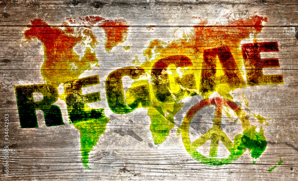 Naklejka premium Światowa koncepcja muzyki reggae dla pokoju