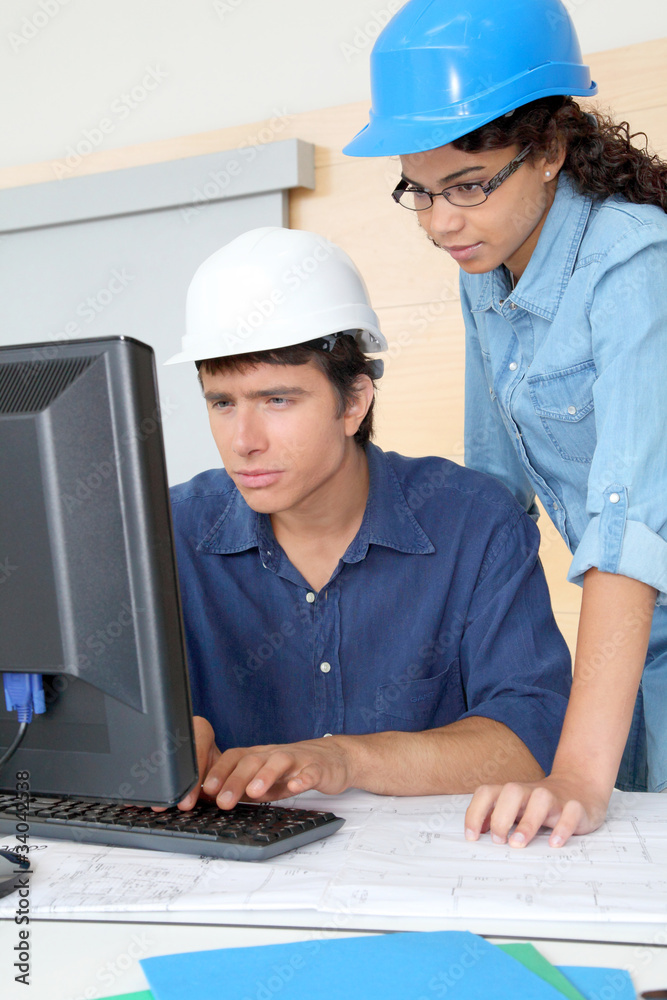 Students engineers working on project Students engineers working on project