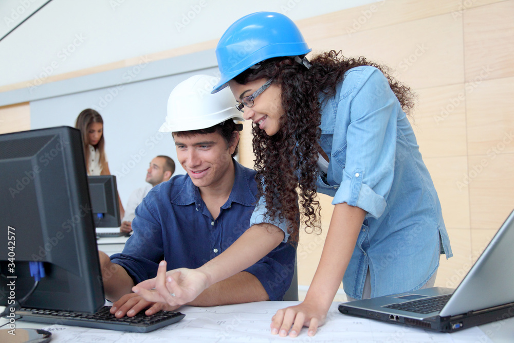 Students engineers working on project Students engineers working on project