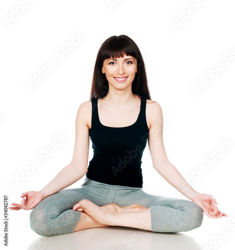 young woman sitting yoga posture © Ievgen Skrypko