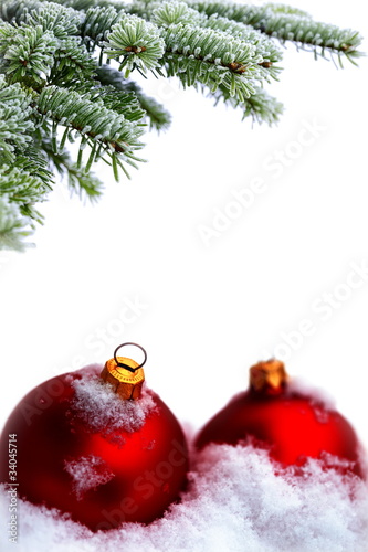 Christmas tree and red glass ball