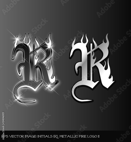 eps Vector image:initials（R） metallic fire logo II