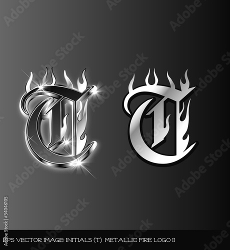 eps Vector image:initials（T） metallic fire logo II