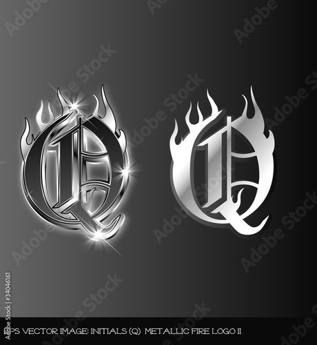 eps Vector image:initials（Q） metallic fire logo II