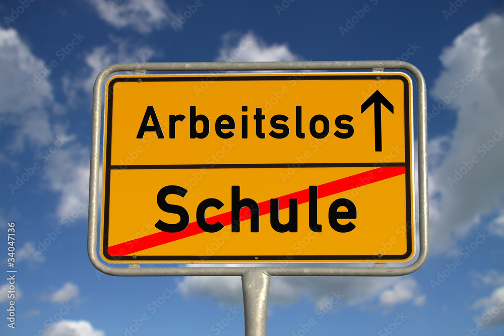 Deutsches Ortsschild Schule Arbeitslos Deutsches Ortsschild Schule Arbeitslos