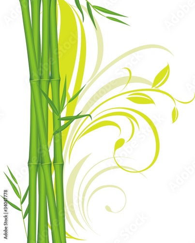 Green bamboo with floral ornament