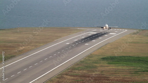 landing plane near the sea