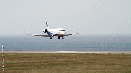 landing plane near the sea
