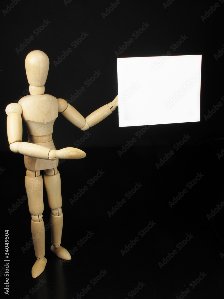 humanoid doll with black background and white sign to write thin humanoid doll with black background and white sign to write thin