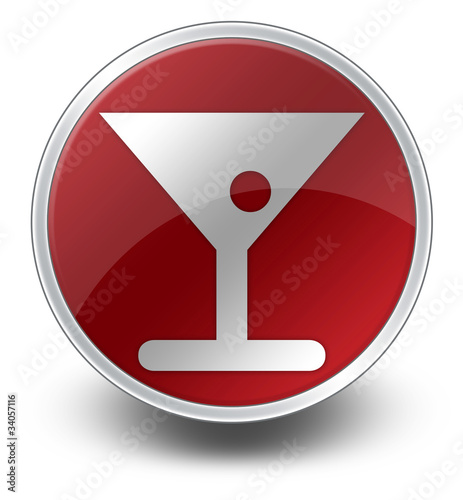 Red Glossy Icon "Bar / Cocktail"