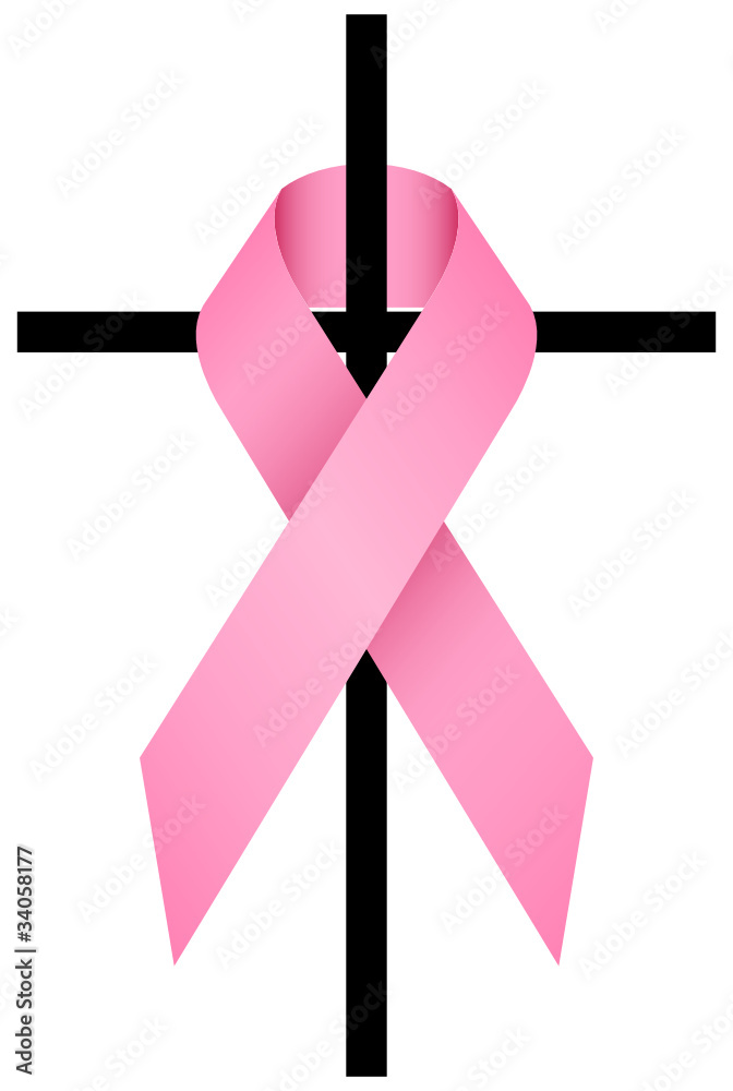 Pink Ribbon Breast Cancer 3D & Cross Stock Vector | Adobe Stock