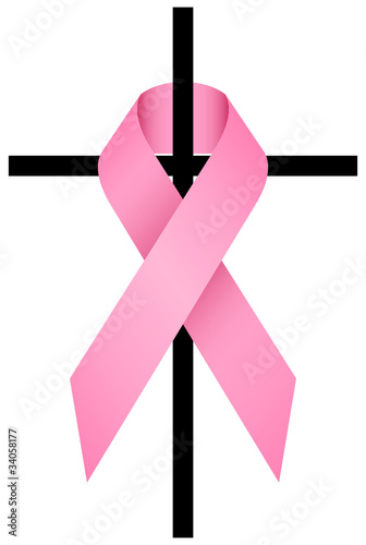 Pink Ribbon Breast Cancer 3D & Cross photo