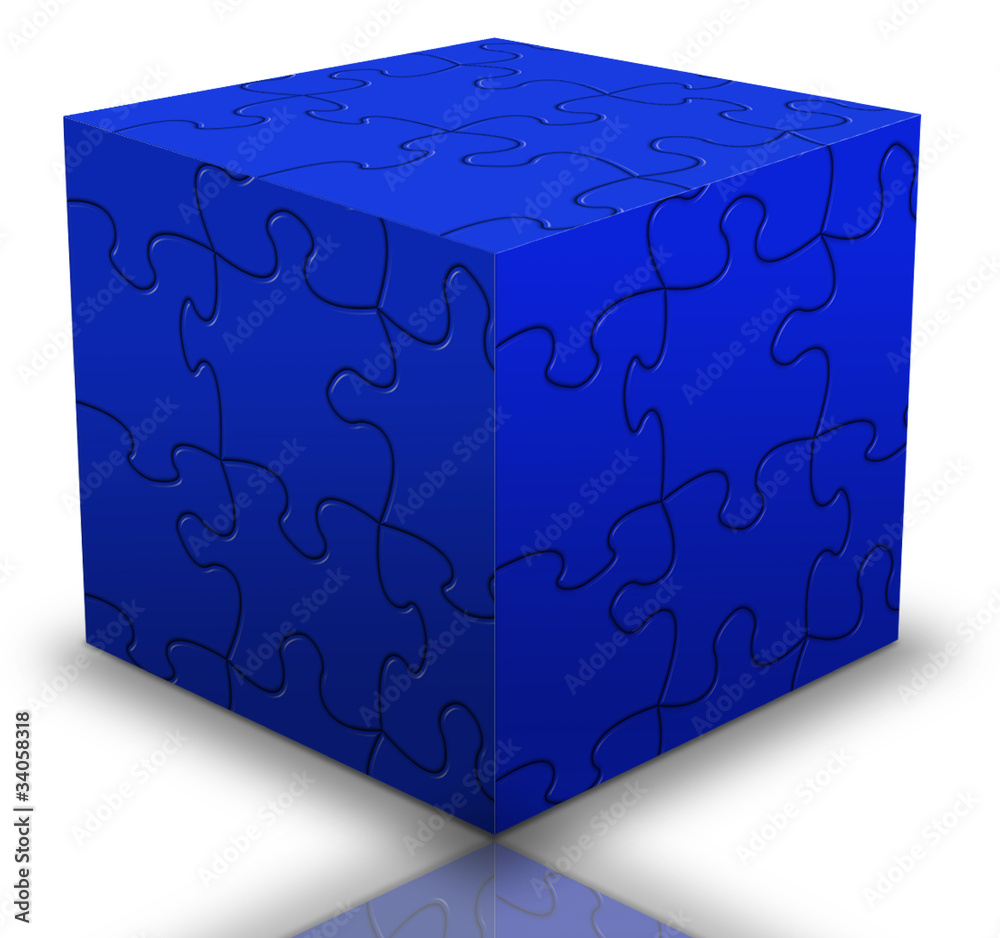 cube puzzle box in blue Stock Photo Adobe Stock