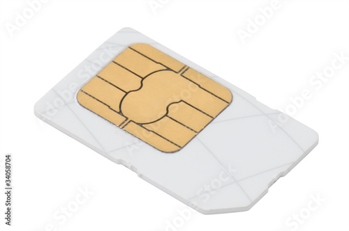 Sim card for mobile phone isolated on white background