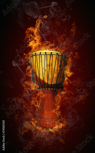 African drum in fire